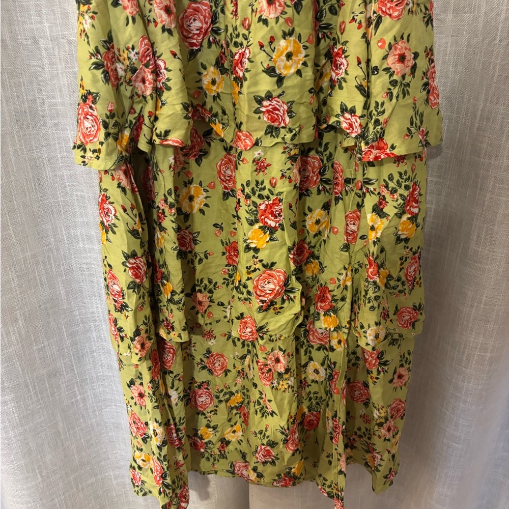 Rebellion Again Floral Green Tiered Maxi Dress - Picture 8 of 10
